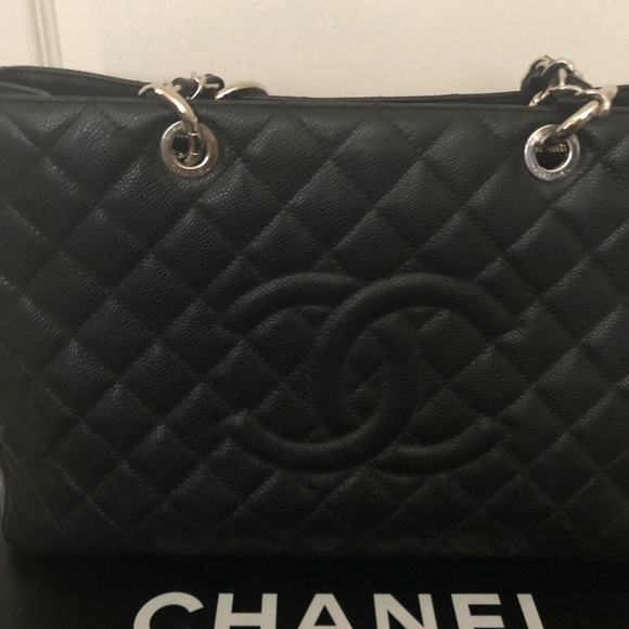 Chanel GST, black caviar with silver hardware.EUC - Picture 3 of 8